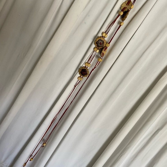 Fun Boho 72” Long Belt,Necklace,Wall Decor- Woden Flowers&Beads-Strung w/Leather - Picture 11 of 16